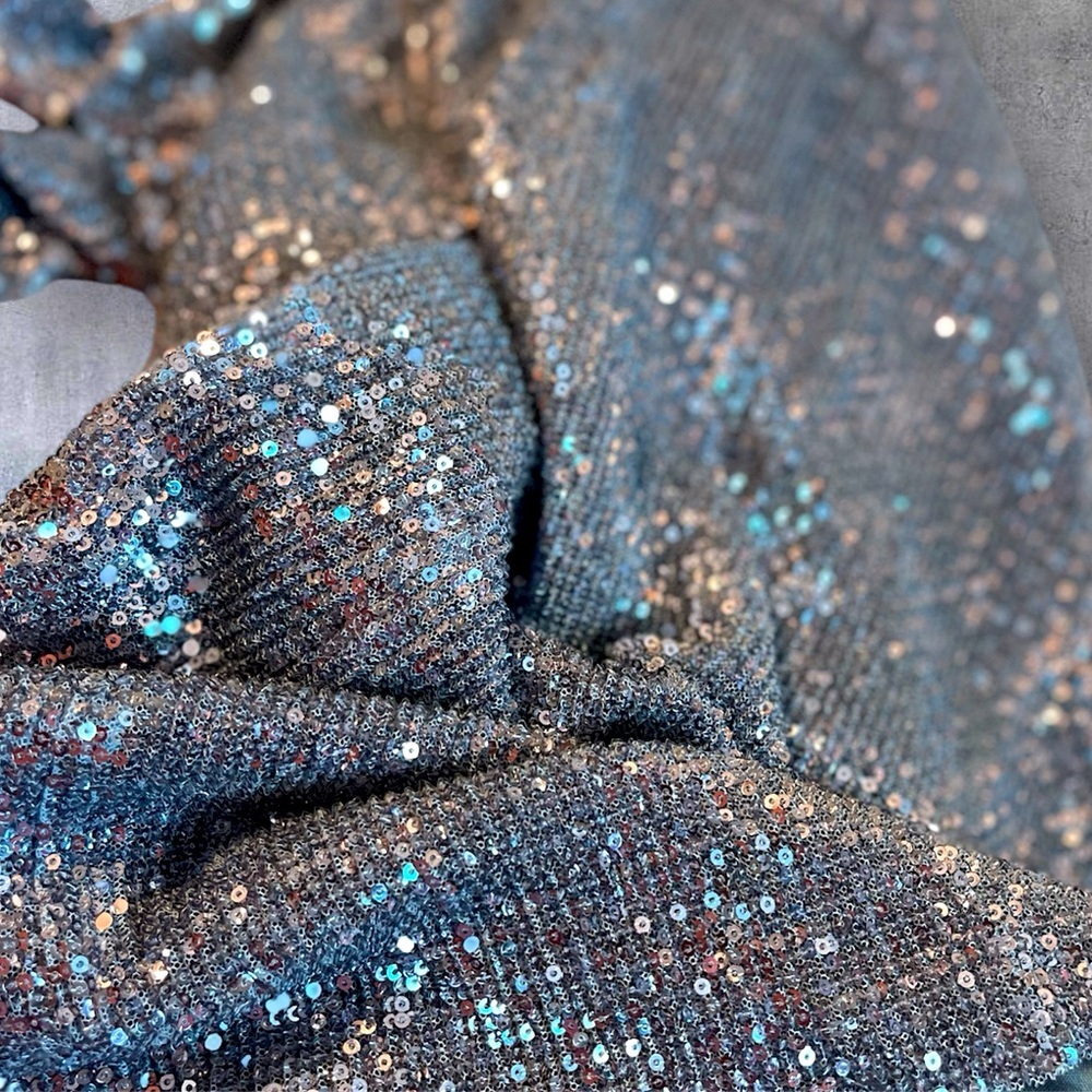 NWT Sexy Halston Sleeveless Silver Sequined Midi Dress - Picture 4 of 7